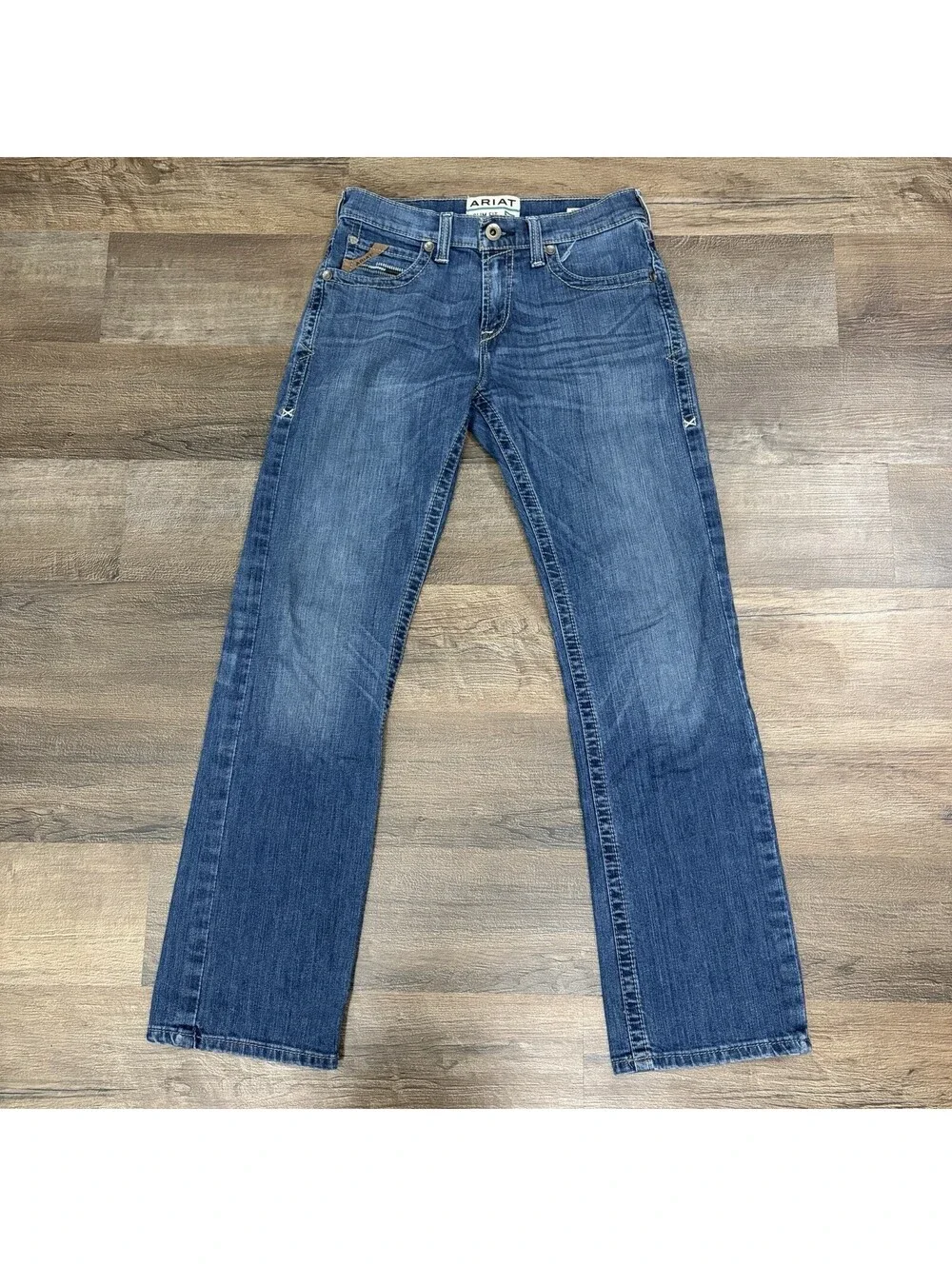 Ariat Men’s 30x32 M7 Slim Fit Straight Leg Jeans Blue Denim Western Cowboy